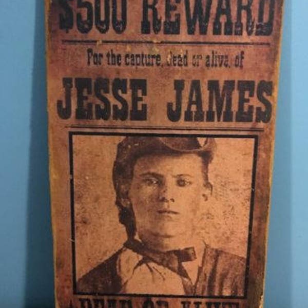 Jesse James Dead or Alive Wanted Poster Vintage retro Style Bar, Restaurant  Man Cave