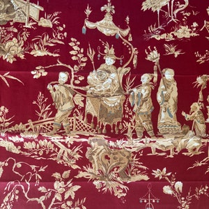 Pair of designer fabric samples- Schumacher Chinois in rec