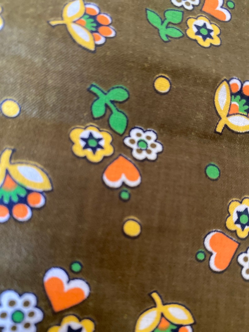 1960s Vintage Novelty Fabric Remnant Sweet Floral in Heart Etsy