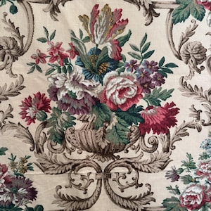 Vintage Sanderson Fabric remnant - floral scroll