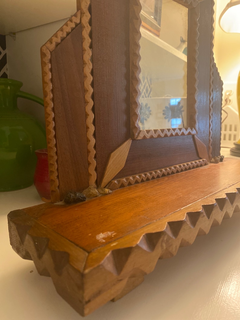 Vintage Tramp Art Frame With Ledge Etsy