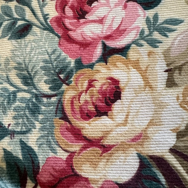 Vintage  Floral Barkcloth Remnants - 3 pieces