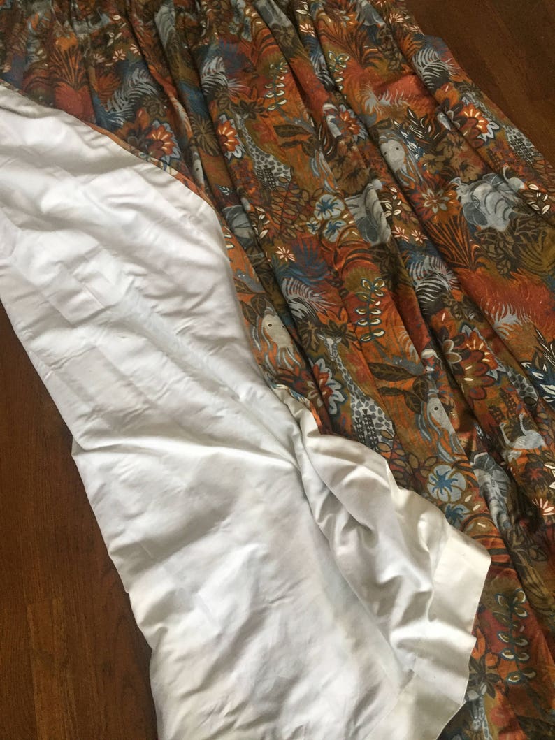 lions elephants and giraffes Vintage curtain double width curtain panel