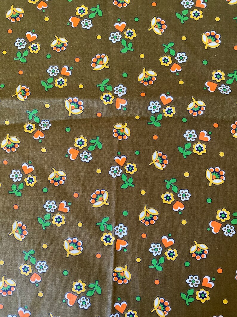 1960s Vintage Novelty Fabric Remnant Sweet Floral in Heart Etsy