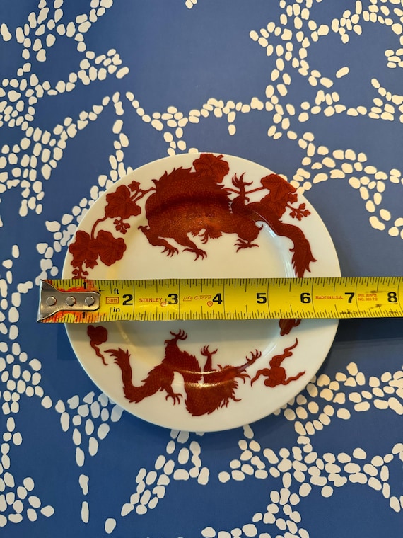 Fitz and Floyd Vintage 1975 Temple Dragon in Red 6.5 Inch Dessert