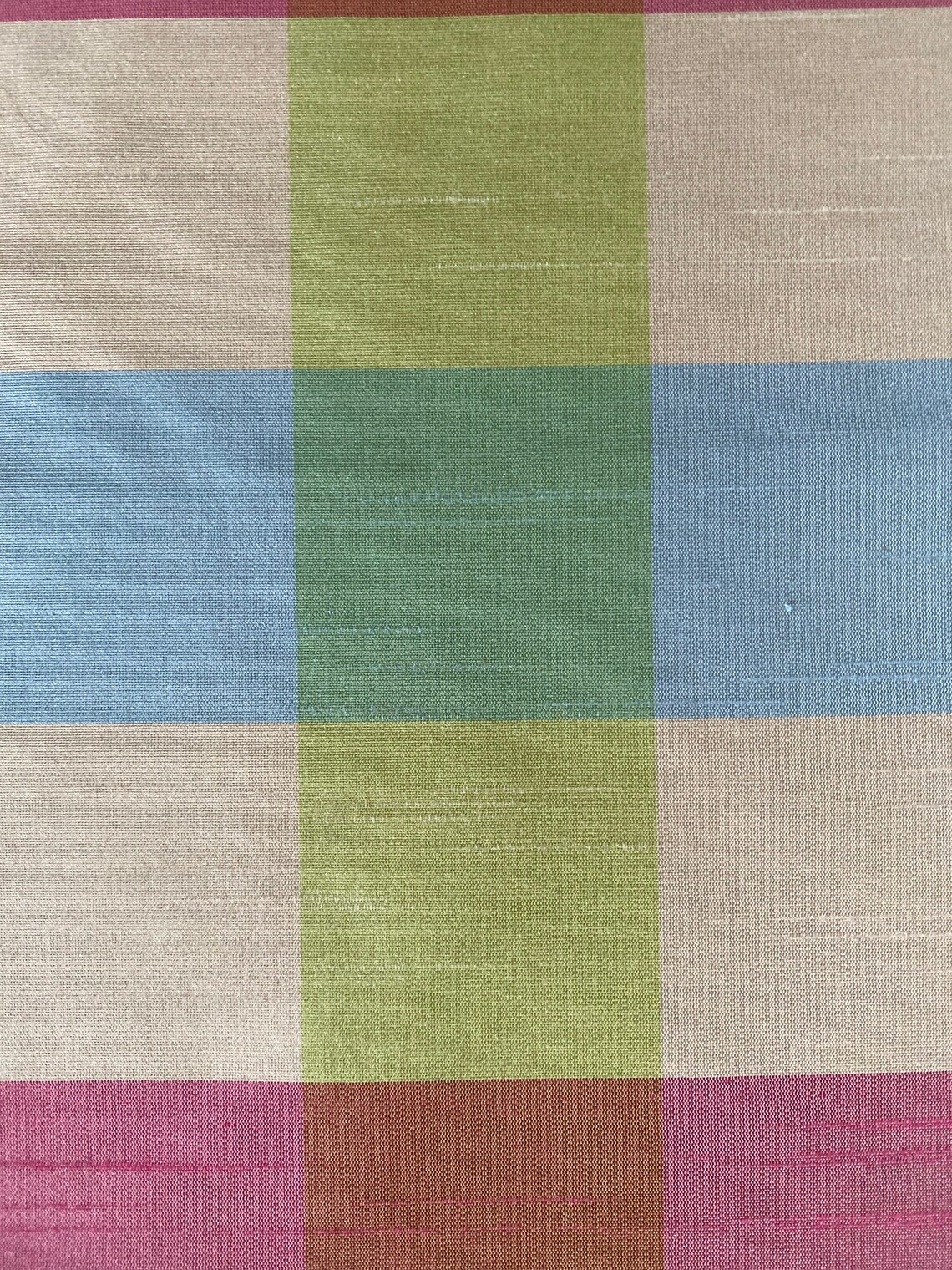 Designer Fabric Remnant Colorful Silk Check 3 1/2 Yards Etsy