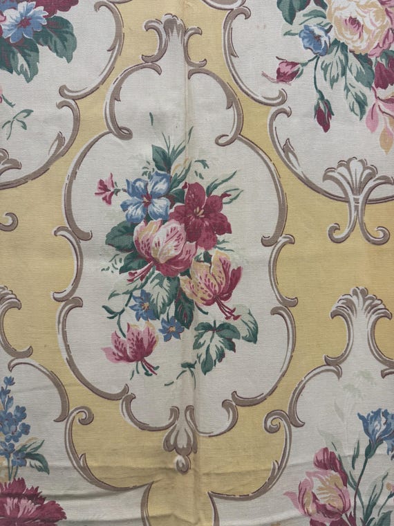 1点物⭕️お安く!◎Custom vintage fabric◎FLEX 8.7 Vintage Fabric Panel - Floral Medallions on Yellow - Etsy
