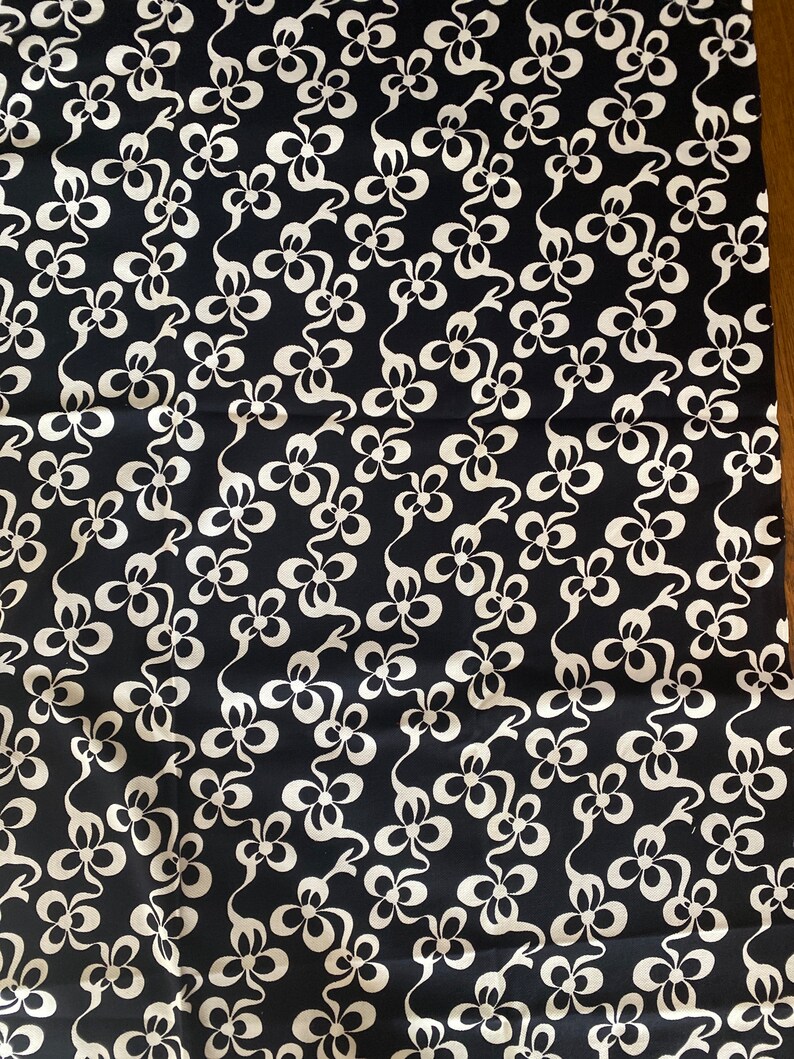 Vintage Novelty Fabric Remnant Black and White Bows Etsy