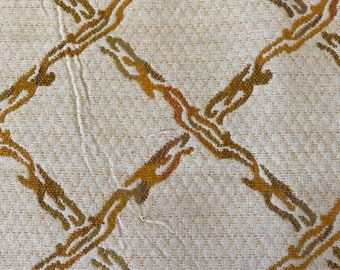 Vintage 1970’s vibe  designer fabric remnant upholstery grade fabric gold tones