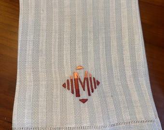 Vintage  linen napkins  monogram •M•  Set of 6