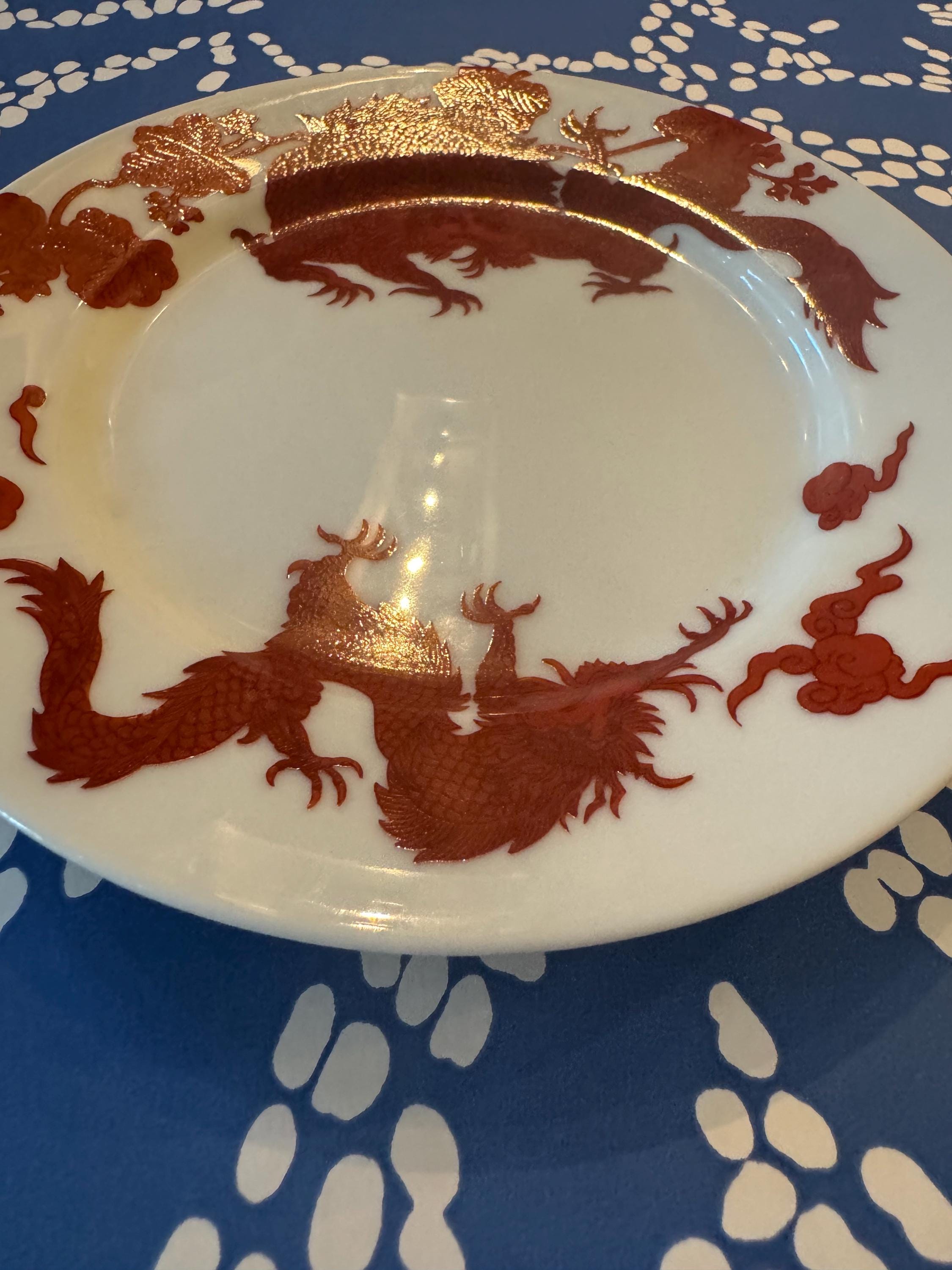 Fitz and Floyd Vintage 1975 Temple Dragon in Red 6.5 Inch Dessert