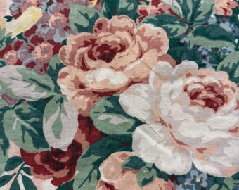 Vintage Mario Bugatta Fabriyaz Jay Yang Designs fabric remnant - floral and pink stripe