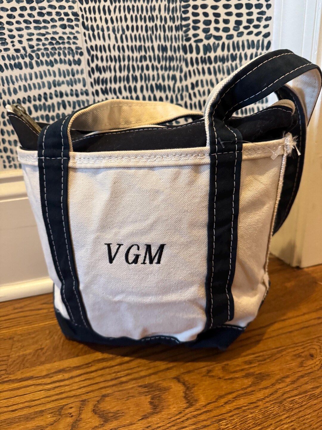 Vintage L.L. Bean Boat and Tote - Small Navy Blue and VGM