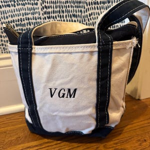 Vintage L.L. Bean Boat and Tote - Small Navy Blue and VGM Monogram
