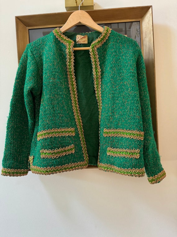 Vintage 1960 Handknit glamour cardigan/jacket - gr