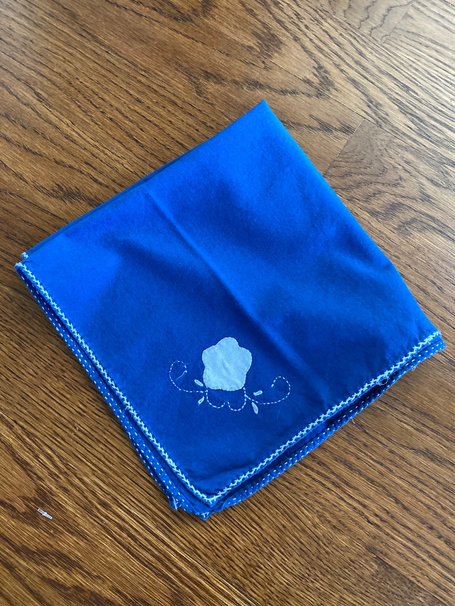 Vintage placemat and napkin set royal navy blue with white Etsy