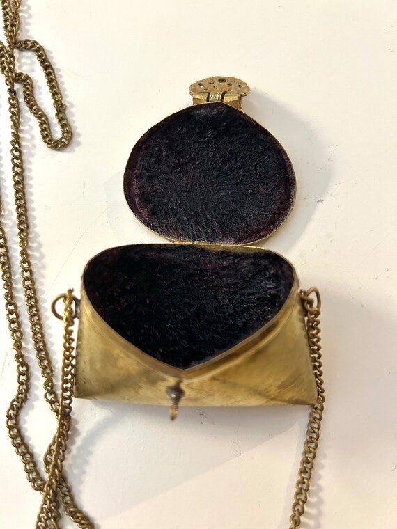 Vintage Brass Pocket Pillow Purse Locket Necklace… - image 3