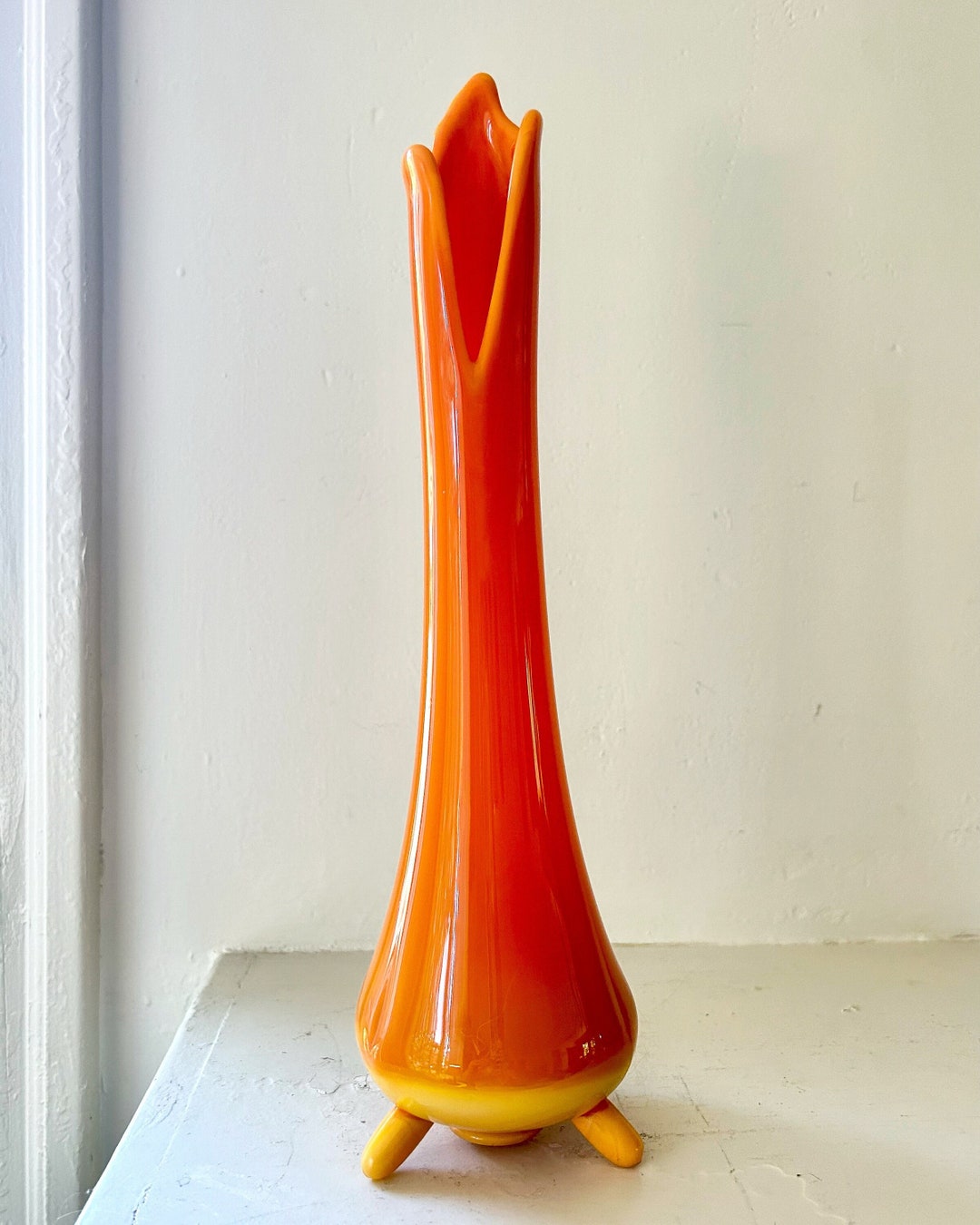 Vintage LE Smith Orange Bittersweet Three Toed Slag Glass Etsy
