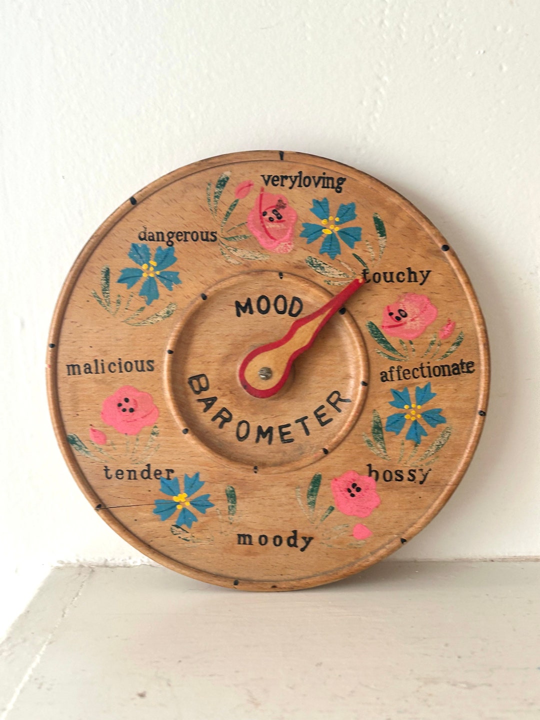 Vintage Hand Painted Wood Mood Barometer. Etsy