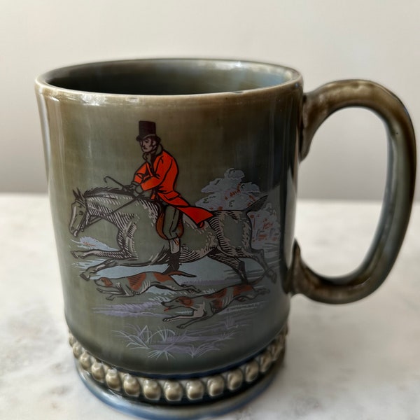 Vintage Green Irish Porcelain Coffee Mug.“It's A Fox Hunt"