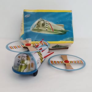 Vintage Tin Litho XZ-7 Space Astronaut Helicopter Friction Toy 1960’s