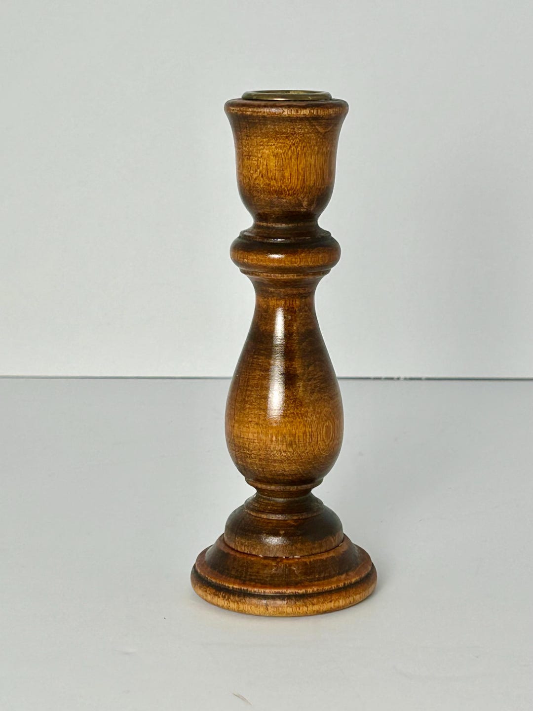 Vintage Wood Turned Taper Candle Holder. Wooden Candlestick Holder. 7 ...