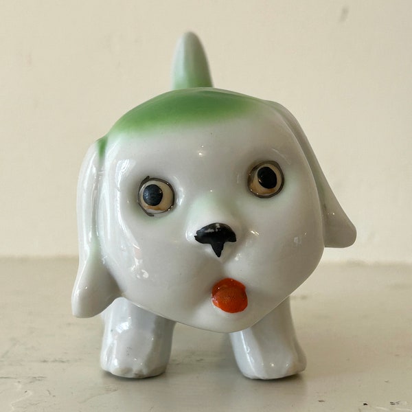 Vintage, funny, face dog, ceramic planter Japan