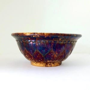 Antique Rockingham Brown Glaze Yellow Ware Folk Art Pottery Stoneware Large Mixing Bowl. 11”