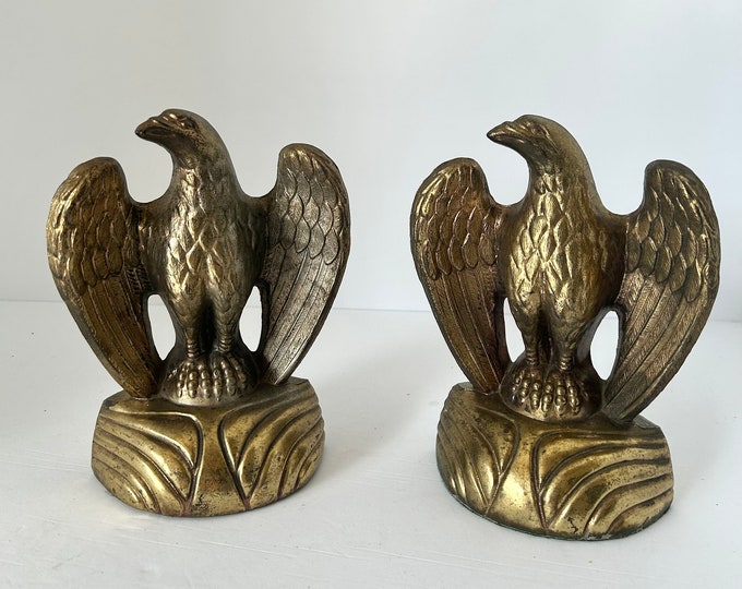 Vintage brass eagle bookends mid centry.