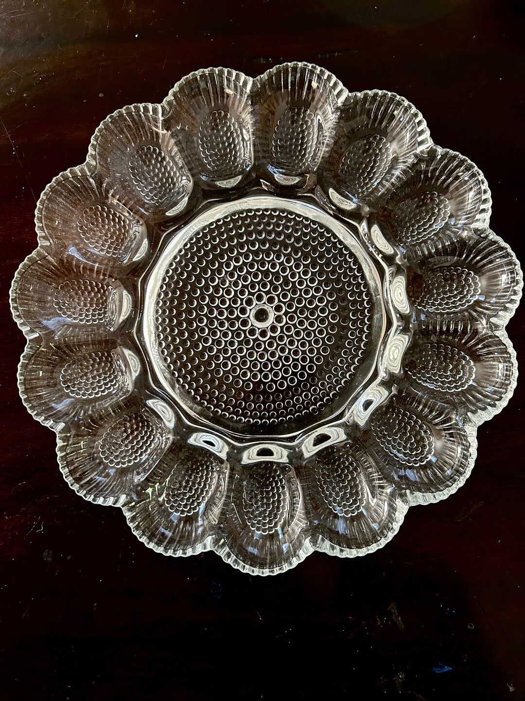 Vintage Hobnail Clear Glass Deviled Egg Plate / Relish Plate Etsy
