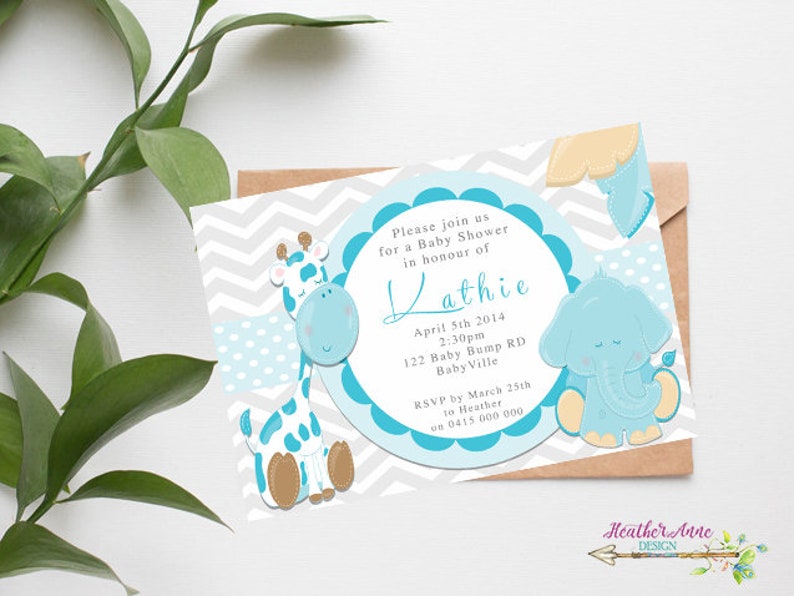 Jungle Themed Baby Shower Invitation Etsy