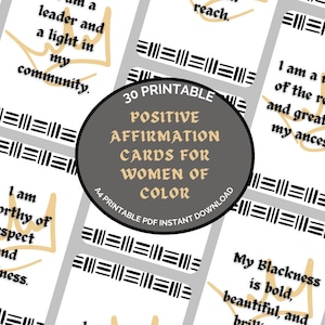 Digital Printable Affirmation Cards for Black Men African American | Self-love| Self-Healing | Journal prompts | Black men affirmations