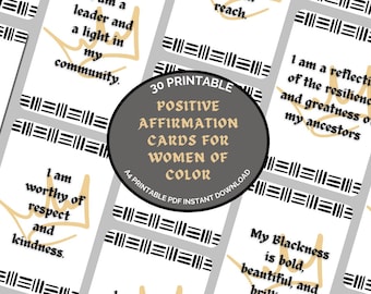 Digital Printable Affirmation Cards for Black Men African American | Self-love| Self-Healing | Journal prompts | Black men affirmations