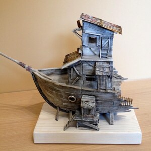 Miniature old wooden ship-house, wooden decoration, Miniature house, home decor, gift idea, Handmade art, ship, vintage look,