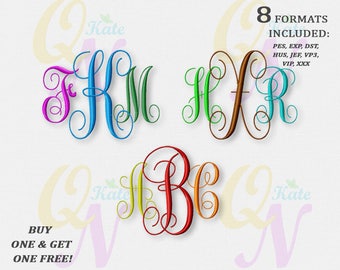 BOGO FREE! Vine Monogram Font embroidery design, Font Machine Embroidery Designs, Instant Download, Monogram Embroidery, 9 sizes, #003