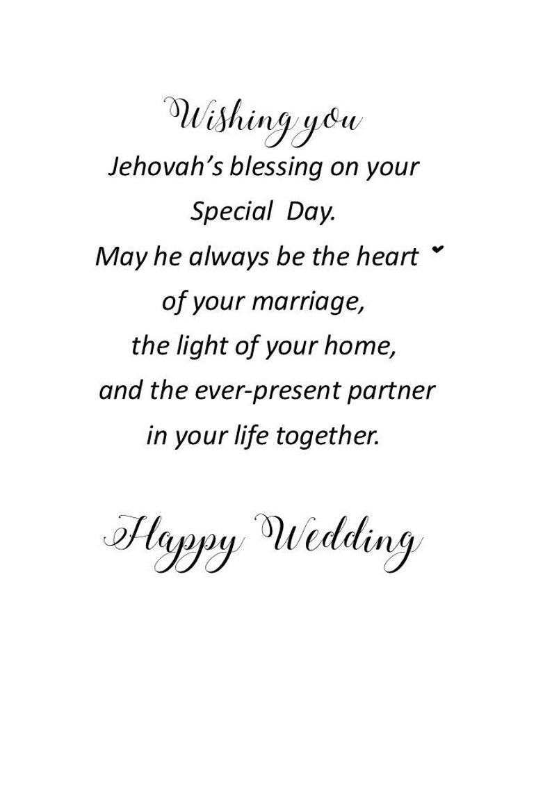 JW Wedding Jehovah's Witnesses Gift Greeting Card Etsy