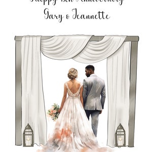 JW Anniversary card, personalized, interracial and vintage couple