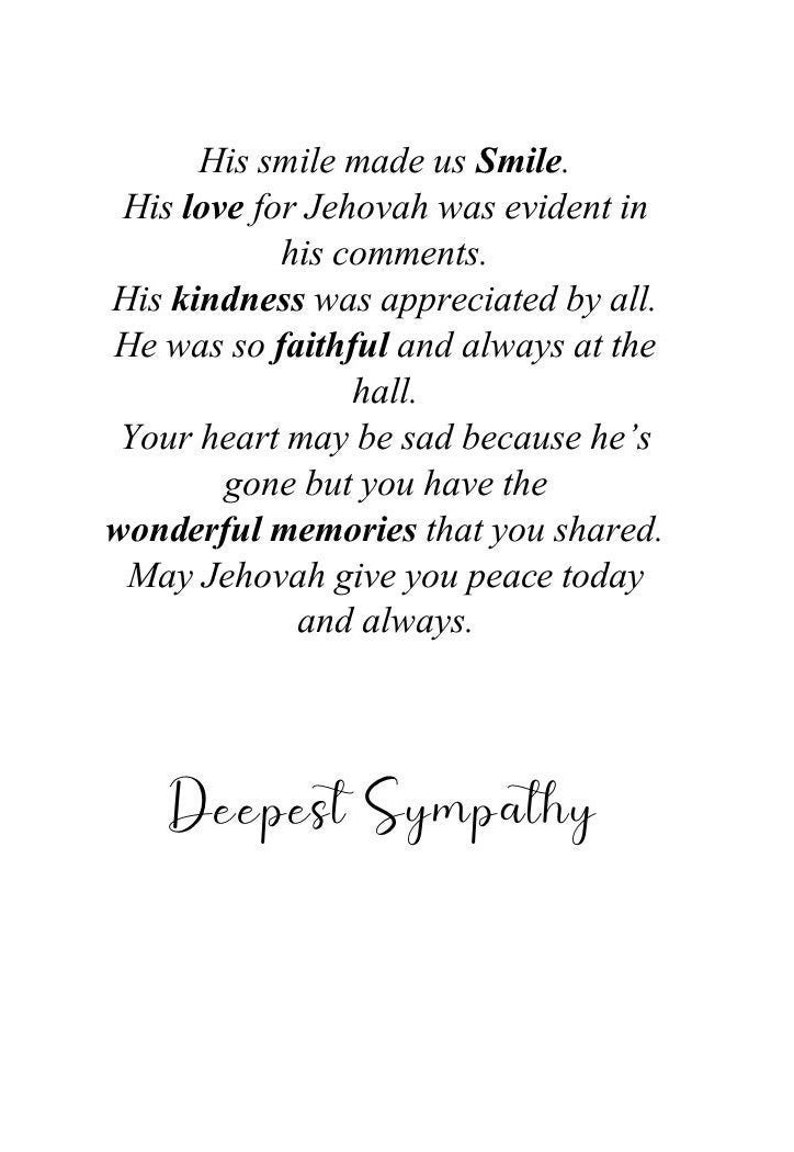 JW Sympathy Cards Jehovah's Witnesses Etsy
