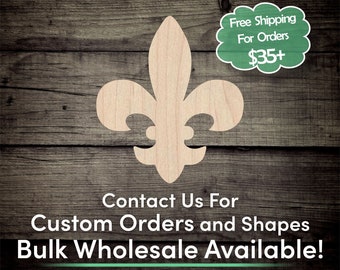 Fleur De Lis Unfinished Wood Cutout Shape - Laser Cut DIY Craft Bulk Wholesale Pricing Engraved