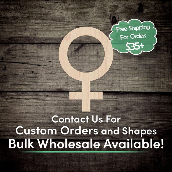 Female Symbol Unfinished Wood Cutout Shape - Laser Cut DIY Craft Bulk Wholesale Pricing Engraved