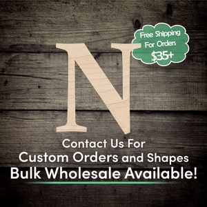 Letter N Unfinished Wood Cutout Shape - Laser Cut DIY Craft Bulk Wholesale Pricing Engraved