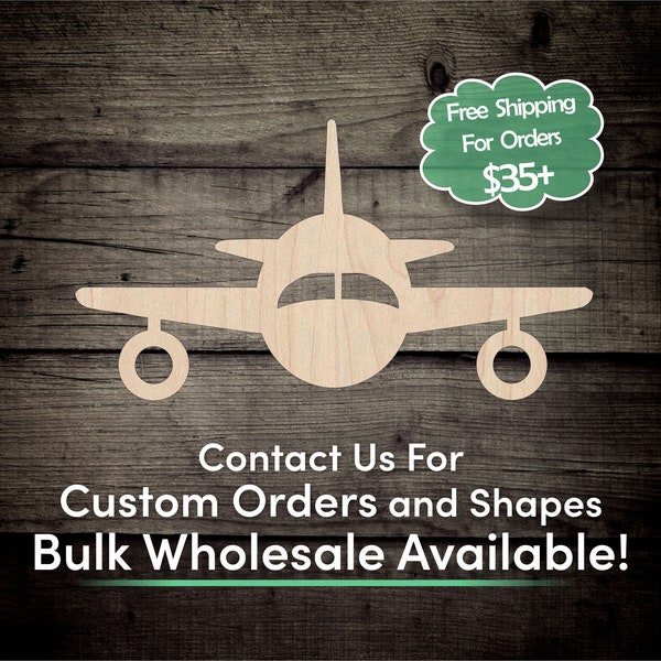 Cute Nursery Airplane Unfinished Wood Cutout Shape - Laser Cut DIY Craft Bulk Wholesale Pricing Engraved