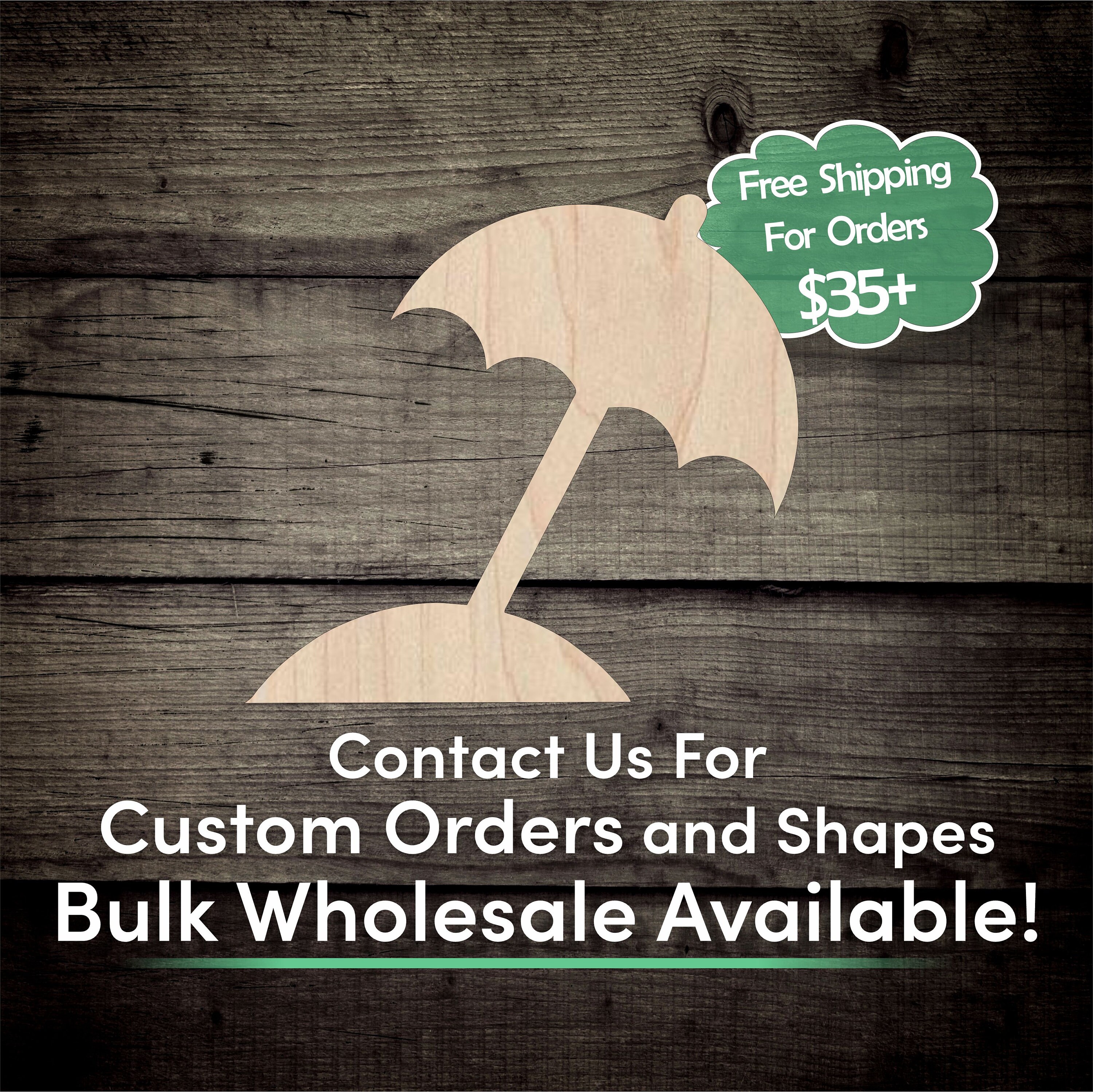 Beach Umbrella - Laser Cut Out Unfinished Wood Craft Shape BCH6 Beach Umbrella - Laser Cut Out Unfinished Wood Craft Shape BCH6
