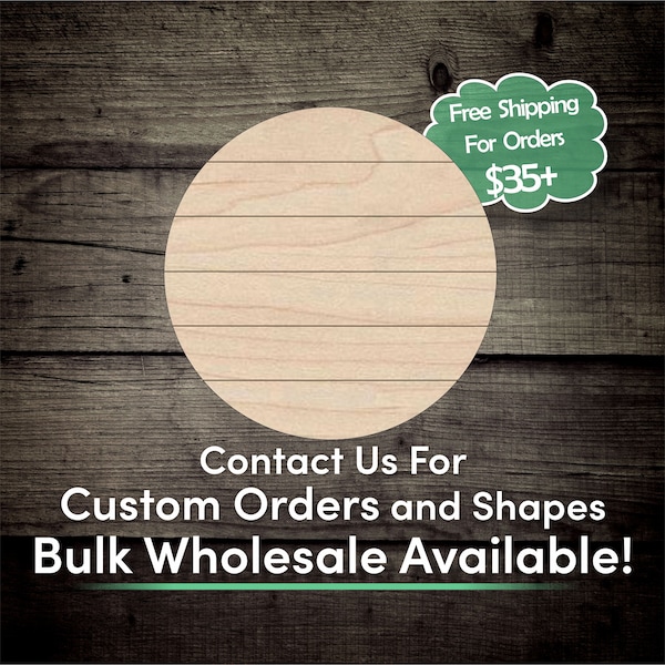 Rustic Pallet Traced Circle Unfinished Wood Cutout Shape - Laser Cut DIY Craft Bulk Wholesale Pricing Engraved