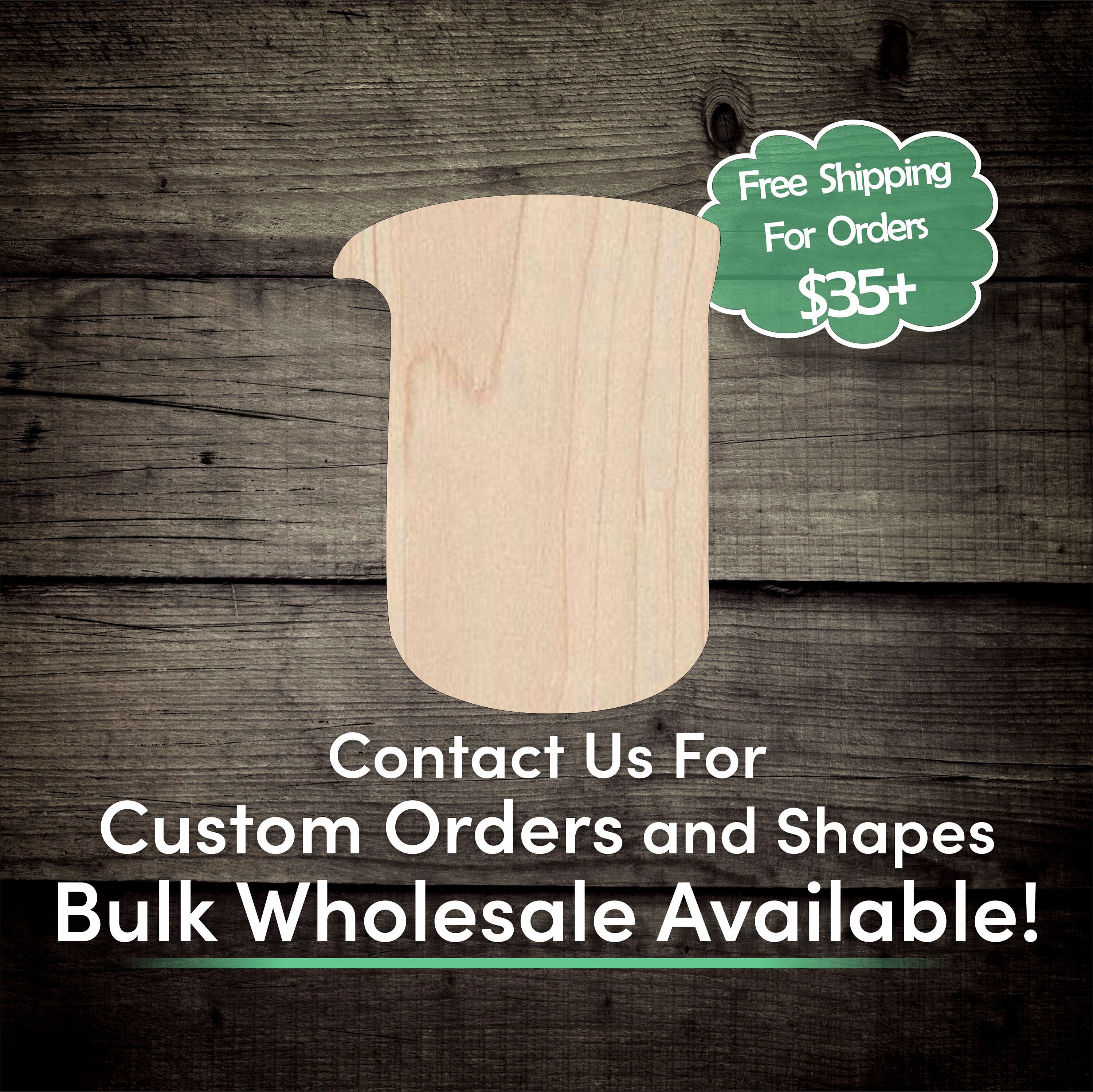 Beaker Unfinished Wood Cutout Shape Laser Cut DIY Craft Bulk