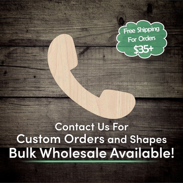 Telephone Unfinished Wood Cutout Shape - Laser Cut DIY Craft Bulk Wholesale Pricing Engraved