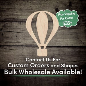 Hot Air Balloon Unfinished Wood Cutout Shape - Laser Cut DIY Craft Bulk Wholesale Pricing Engraved