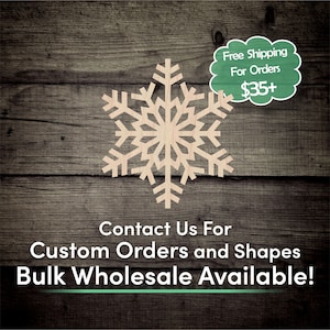 Snowflake Unfinished Wood Cutout Shape - Laser Cut DIY Craft Bulk Wholesale Pricing Engraved