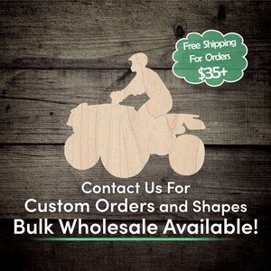 ATV Unfinished Wood Cutout Shape - Laser Cut DIY Craft Bulk Wholesale Pricing Engraved image 1