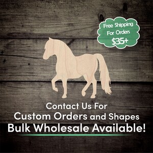 Standing Horse Unfinished Wood Cutout Shape - Laser Cut DIY Craft Engraved